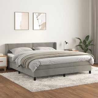 Boxspring Met Matras Fluweel Lichtgrijs