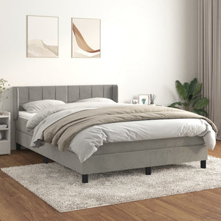 Boxspring Met Matras Fluweel Lichtgrijs