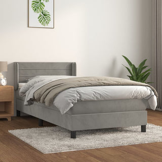 Boxspring Met Matras Fluweel Lichtgrijs
