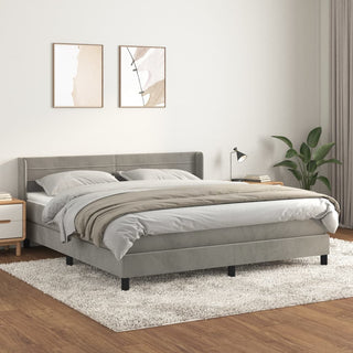 Boxspring Met Matras Fluweel Lichtgrijs