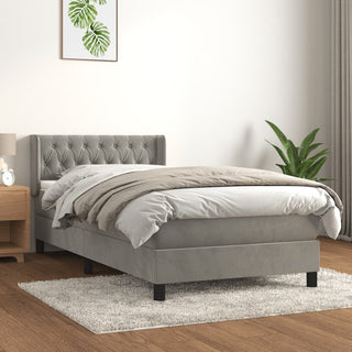 Boxspring Met Matras Fluweel Lichtgrijs