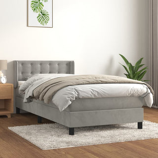 Boxspring Met Matras Fluweel Lichtgrijs