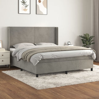 Boxspring Met Matras Fluweel Lichtgrijs