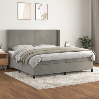 Boxspring Met Matras Fluweel Lichtgrijs