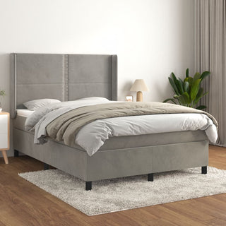 Boxspring Met Matras Fluweel Lichtgrijs