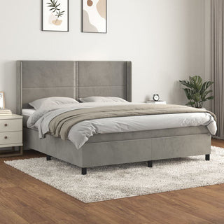 Boxspring Met Matras Fluweel Lichtgrijs