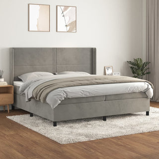 Boxspring Met Matras Fluweel Lichtgrijs