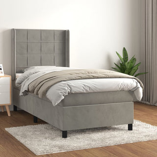 Boxspring Met Matras Fluweel Lichtgrijs