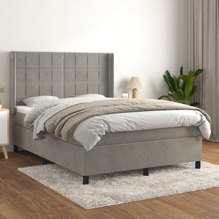 Boxspring Met Matras Fluweel Lichtgrijs