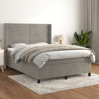Boxspring Met Matras Fluweel Lichtgrijs