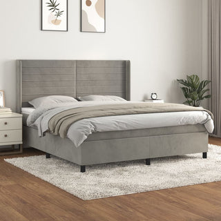 Boxspring Met Matras Fluweel Lichtgrijs