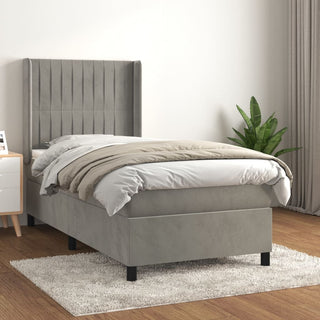 Boxspring Met Matras Fluweel Lichtgrijs