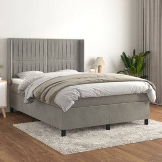 Boxspring Met Matras Fluweel Lichtgrijs