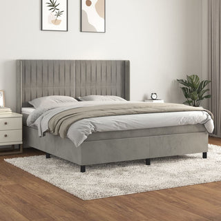 Boxspring Met Matras Fluweel Lichtgrijs