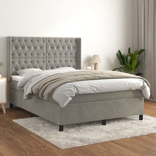Boxspring Met Matras Fluweel Lichtgrijs
