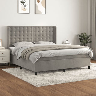 Boxspring Met Matras Fluweel Lichtgrijs