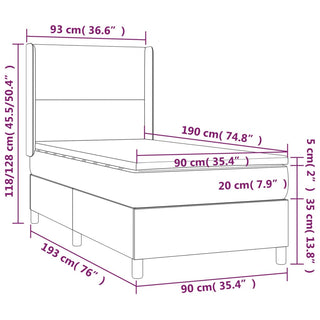 Boxspring Met Matras En Led Fluweel Lichtgrijs