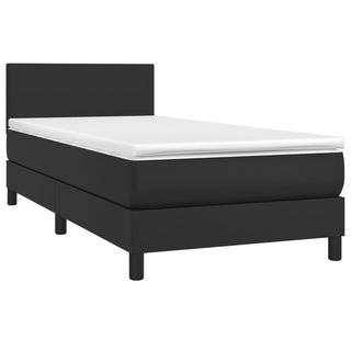 Boxspring Met Matras En Led Kunstleer Zwart