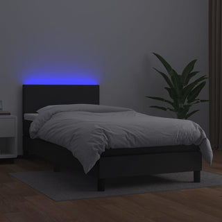 Boxspring Met Matras En Led Kunstleer Zwart
