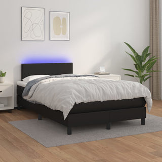 Boxspring Met Matras En Led Kunstleer Zwart