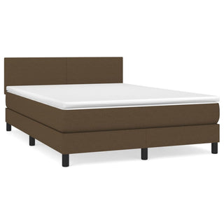 Boxspring Met Matras Stof Donkerbruin 140X200 Cm