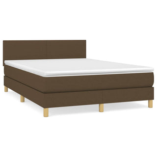Boxspring Met Matras Stof Donkerbruin 140X200 Cm