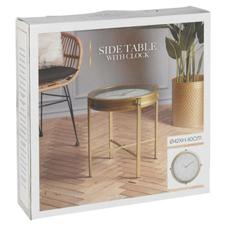 Home&Styling Bijzettafel Met Klok Goudkleurig