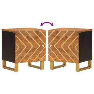 Nachtkastje Massief Mangohout Bruin En Zwart