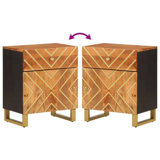 Nachtkastje 50X33X60 Cm Massief Mangohout Bruin En Zwart