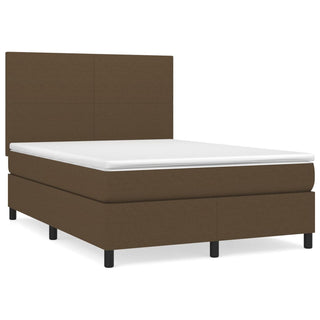 Boxspring Met Matras Stof Donkerbruin 140X200 Cm