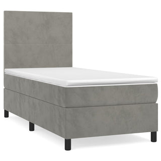 Boxspring Met Matras Fluweel Lichtgrijs
