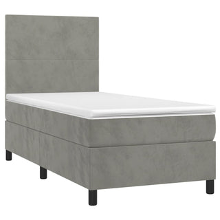 Boxspring Met Matras Fluweel Lichtgrijs