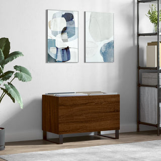 Platenkast 74,5X38X48 Cm Bewerkt Hout Kleurig