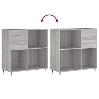 Platenkast 84,5X38X89 Cm Bewerkt Hout Eikenkleurig