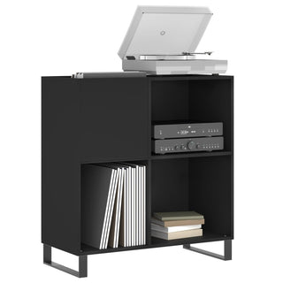 Platenkast 84,5X38X89 Cm Bewerkt Hout Zwart