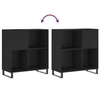 Platenkast 84,5X38X89 Cm Bewerkt Hout Zwart