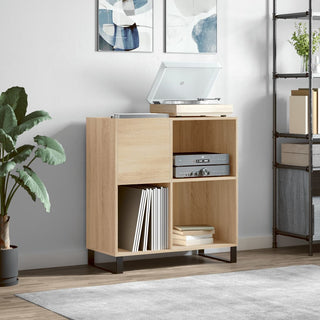 Platenkast 84,5X38X89 Cm Bewerkt Hout Zwart
