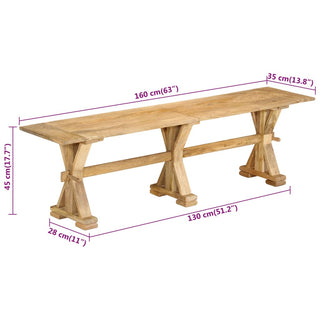Bankje 160X35X45 Cm Massief Mangohout Zwart