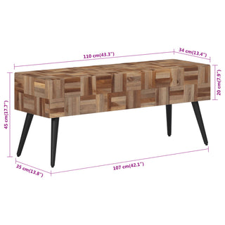 Bankje 110X35X45 Cm Massief Gerecycled Teakhout
