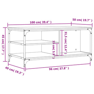 Salontafel 100X50X45 Cm Bewerkt Hout Kleurig