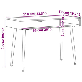 Computerbureau 110X50X75 Cm Bewerkt Hout Bruin