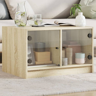 Salontafel Met Glazen Deuren 68X50X42 Cm Eiken