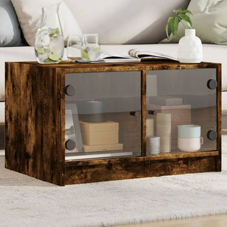 Salontafel Met Glazen Deuren 68X50X42 Cm Eiken