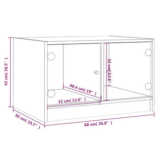 Salontafel Met Glazen Deuren 68X50X42 Cm Eiken
