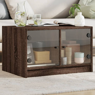 Salontafel Met Glazen Deuren 68X50X42 Cm Eiken