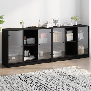 Boekenkast Met Deuren 204X37X75 Cm Hout Bruineikenkleurig