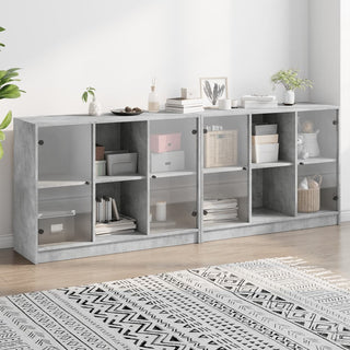 Boekenkast Met Deuren 204X37X75 Cm Hout Bruineikenkleurig