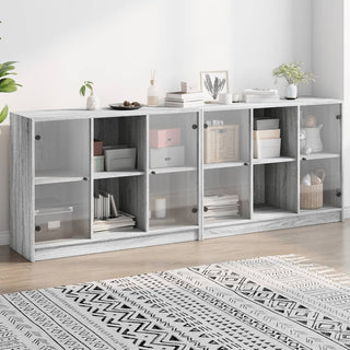 Boekenkast Met Deuren 204X37X75 Cm Hout Bruineikenkleurig
