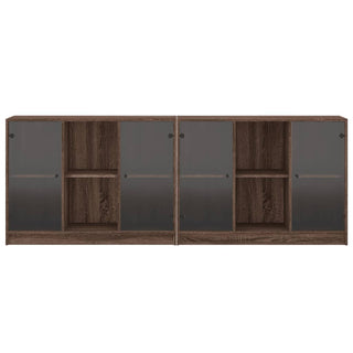 Boekenkast Met Deuren 204X37X75 Cm Hout Bruineikenkleurig