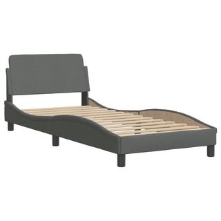 Bedframe Met Hoofdbord Stof Donkergrijs 80X200 Cm